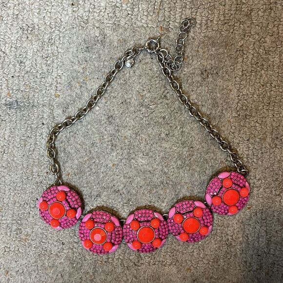J.Crew Fluorescent Pink/Orange Statement Necklace - Picture 1 of 9